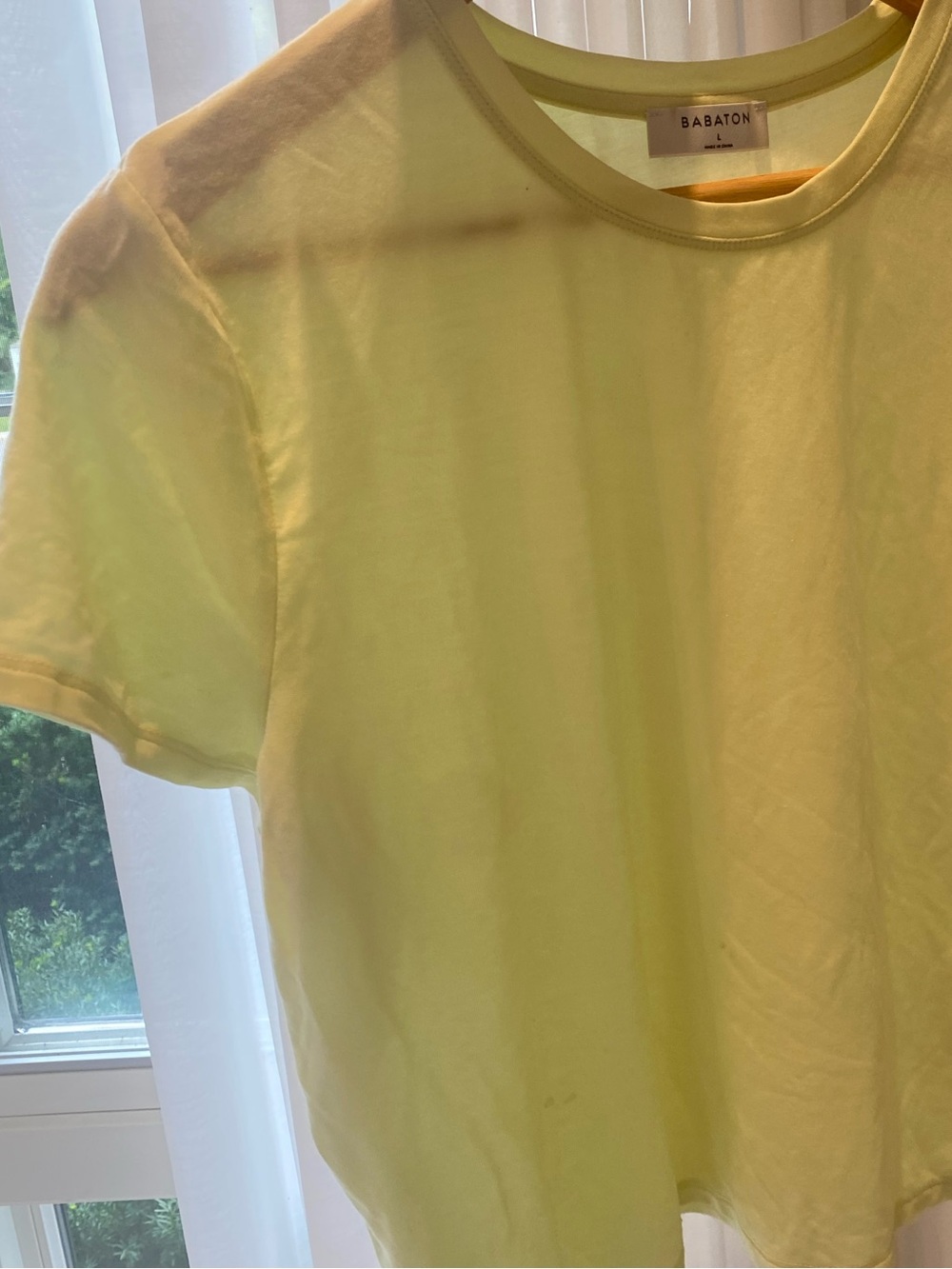 Babaton Neon Yellow Short Sleeve Crewneck Tee